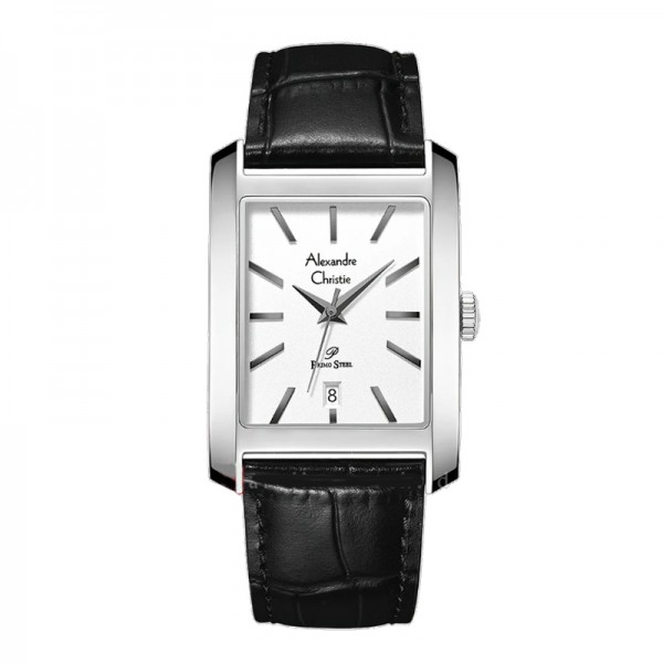 Alexandre Christie AC 1037 Silver White Leather Man MDLSSSL